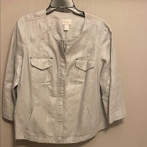Chico's Metallic Gray Utility Jacket
